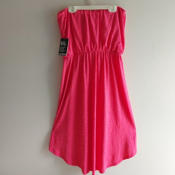 Express Coral Strapless Hi-Low Flowing Tube Top Dress NWT - Picture 2 of 10